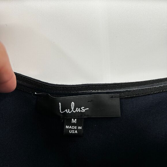 LULUS How Much I Care Midnight Blue Off-the-Shoulder Ruffle Midi Dress Medium - Picture 7 of 8